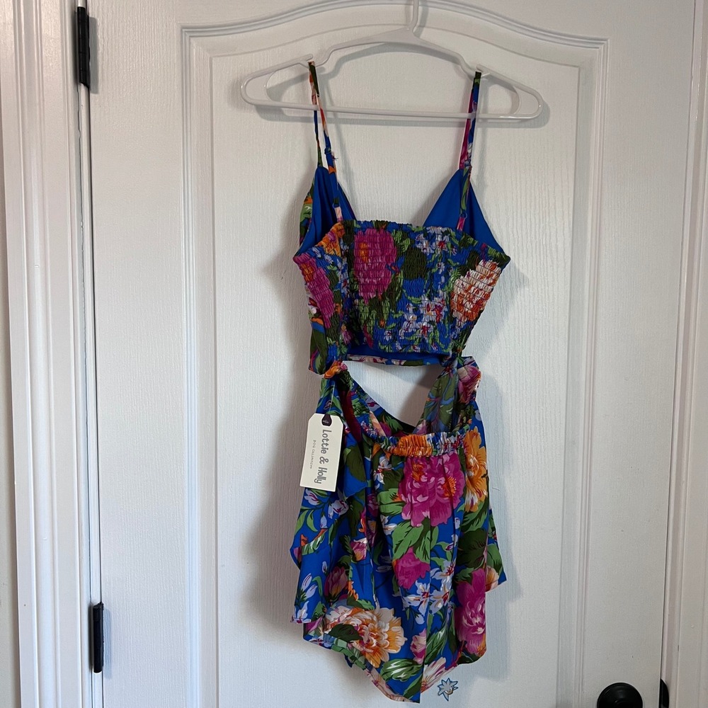 Lottie & Holly B.O.G Collective Blue Pink Floral Cutout Romper WK480023 S Size M